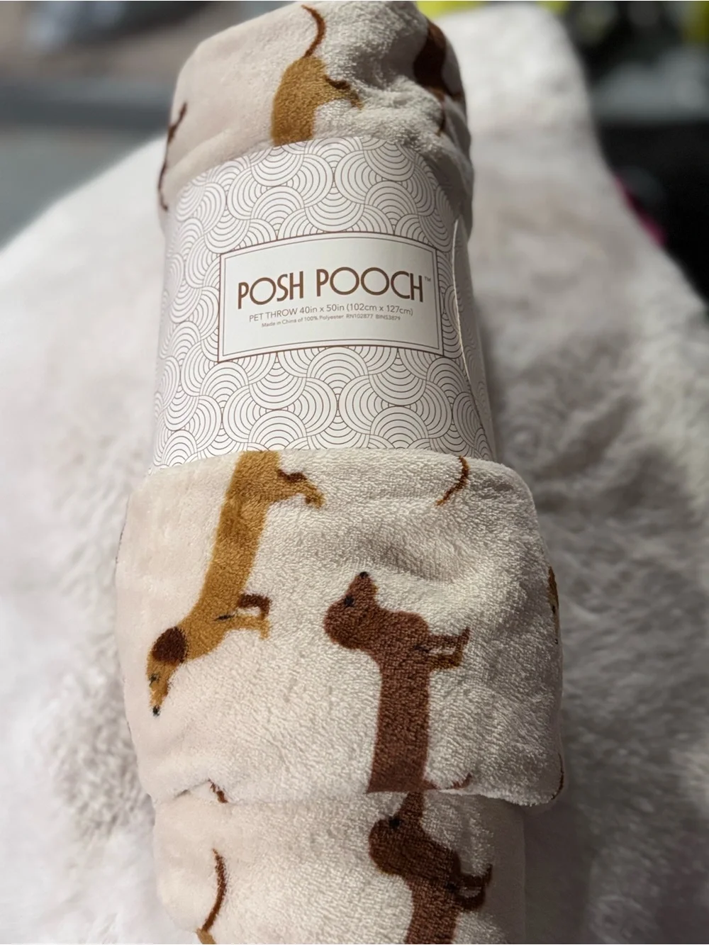 Cream & Gold Pet Throw - Cozy Dog Blanket dachshund